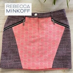 Rebecca Minkoff black/pink tweed pencil skirt, 8, GD1157